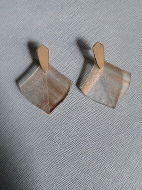 Kendra Scott Geometric Fan Drop Earrings in Shimmery Rose Gold